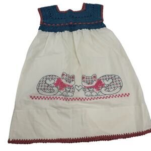 Vintage folk art cat kids dress